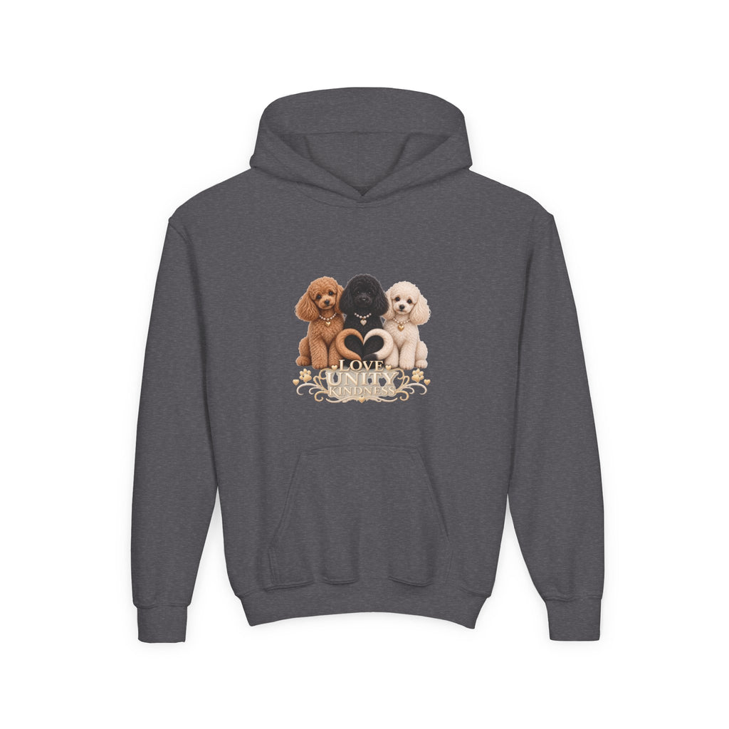 SOSO “Love, Unity & Kindness” Poodle Youth Self-Expression Pullover Hoodie