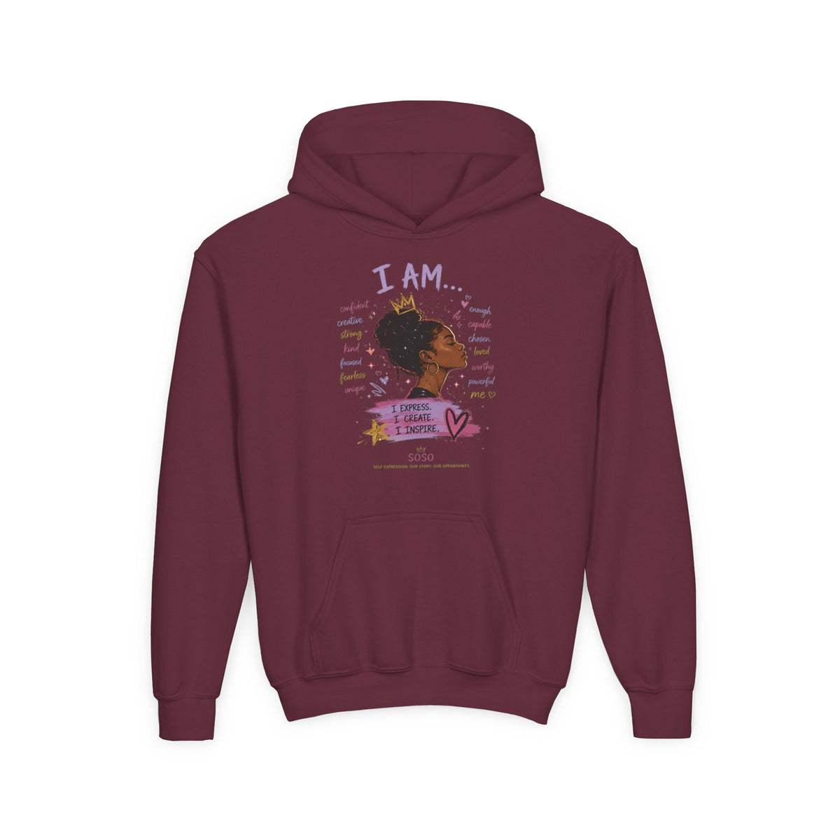 SOSO “I Am” Youth Self-Expression Pullover Hoodie