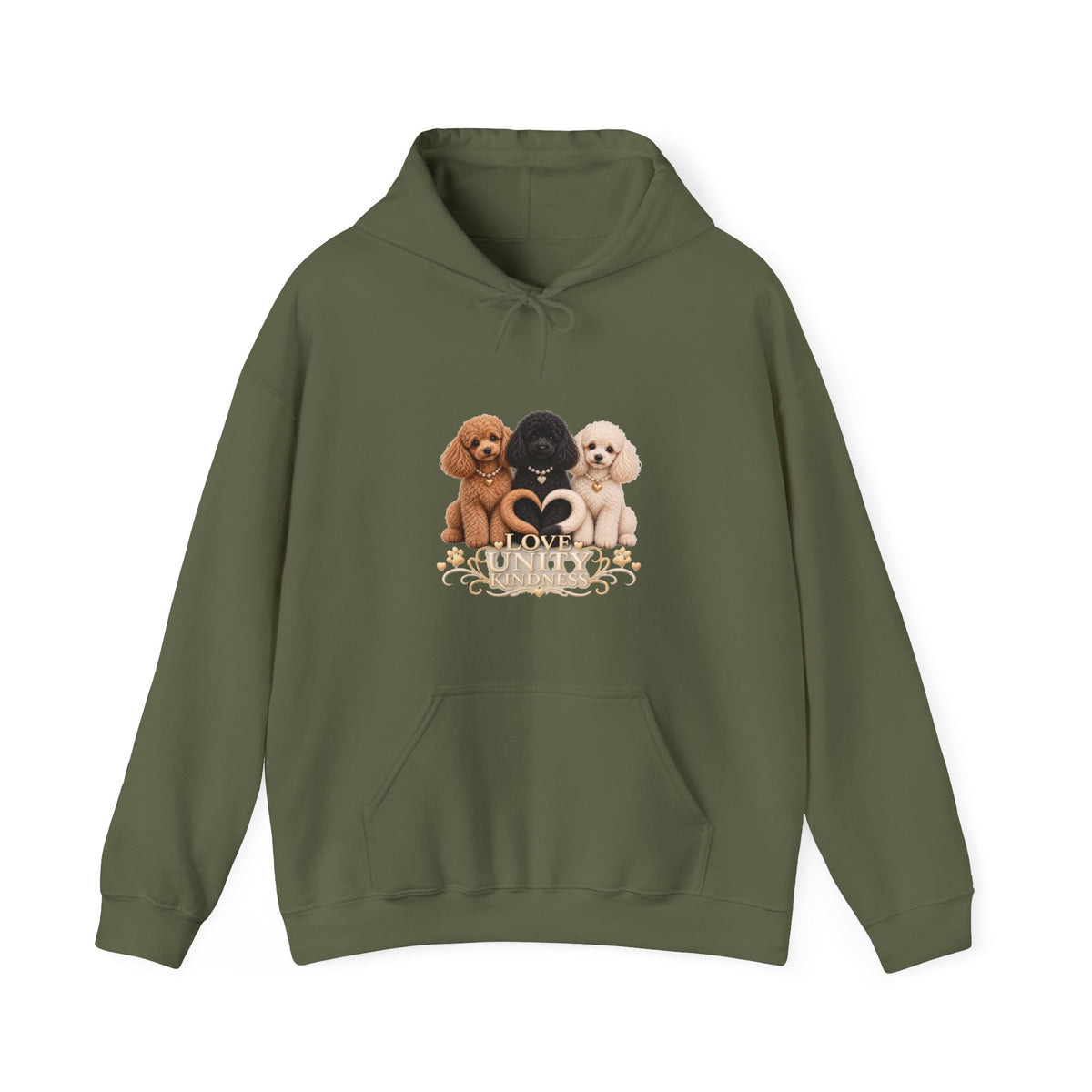 SOSO “Love, Unity & Kindness” Poodle Self-Expression Unisex Pullover Hoodie