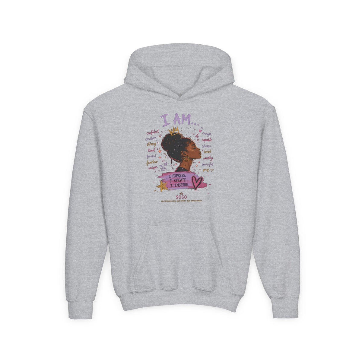 SOSO “I Am” Youth Self-Expression Pullover Hoodie