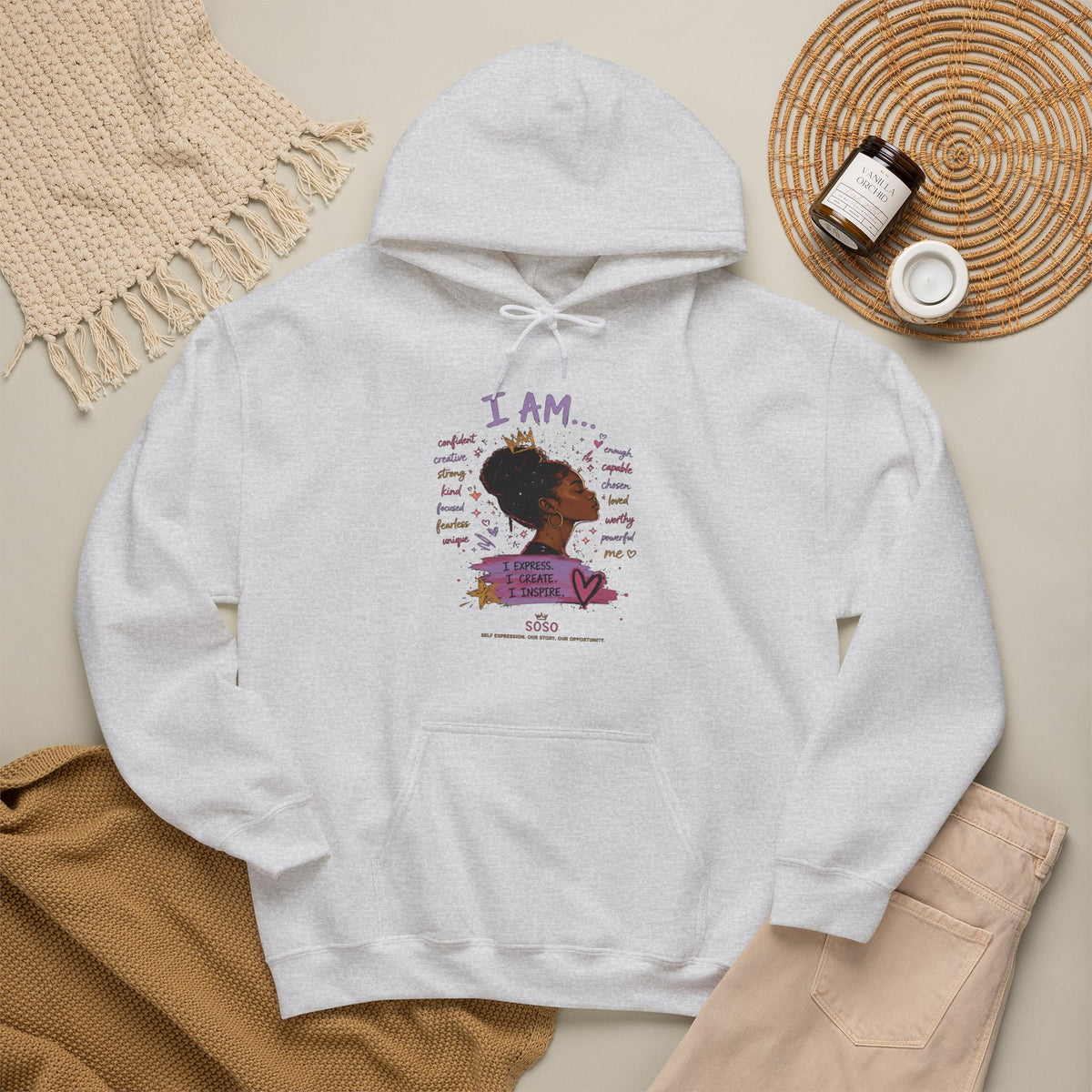 SOSO “I Am” Self-Expression Pullover Hoodie