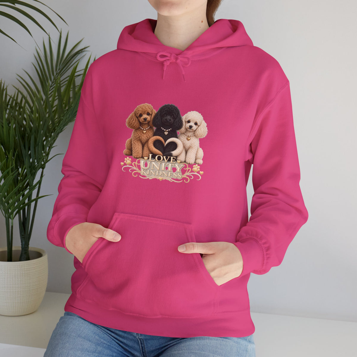 SOSO “Love, Unity & Kindness” Poodle Self-Expression Unisex Pullover Hoodie