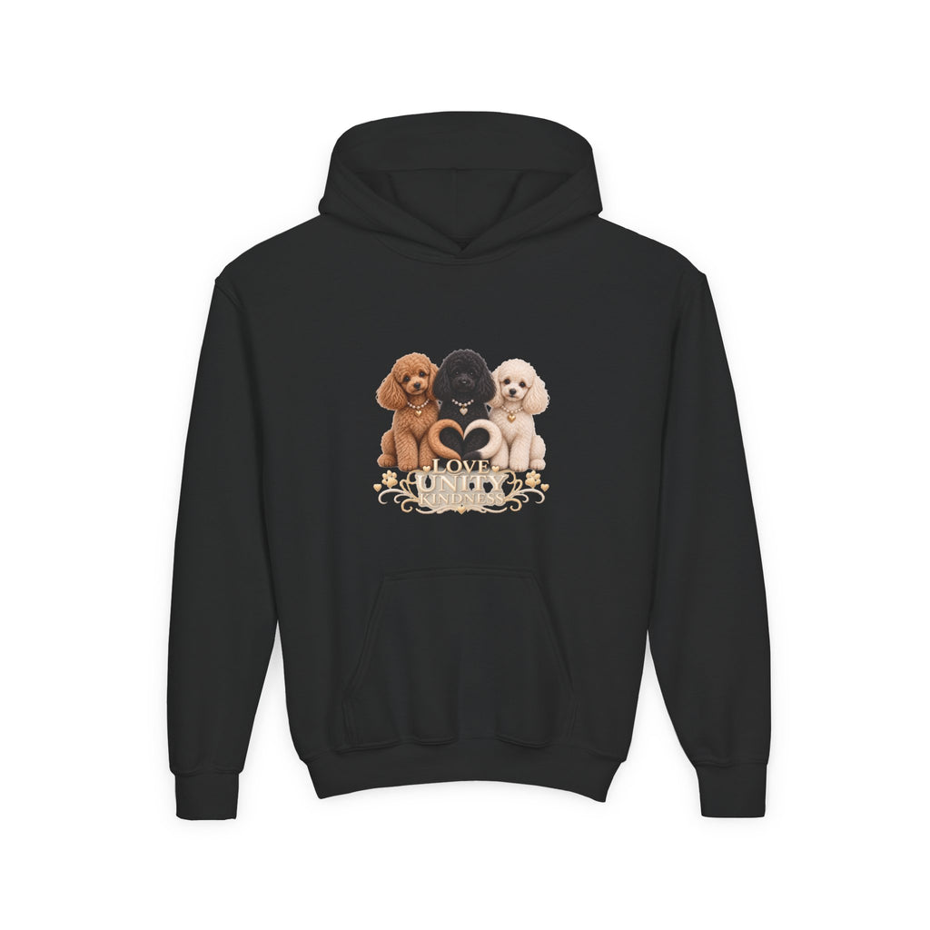 SOSO “Love, Unity & Kindness” Poodle Youth Self-Expression Pullover Hoodie