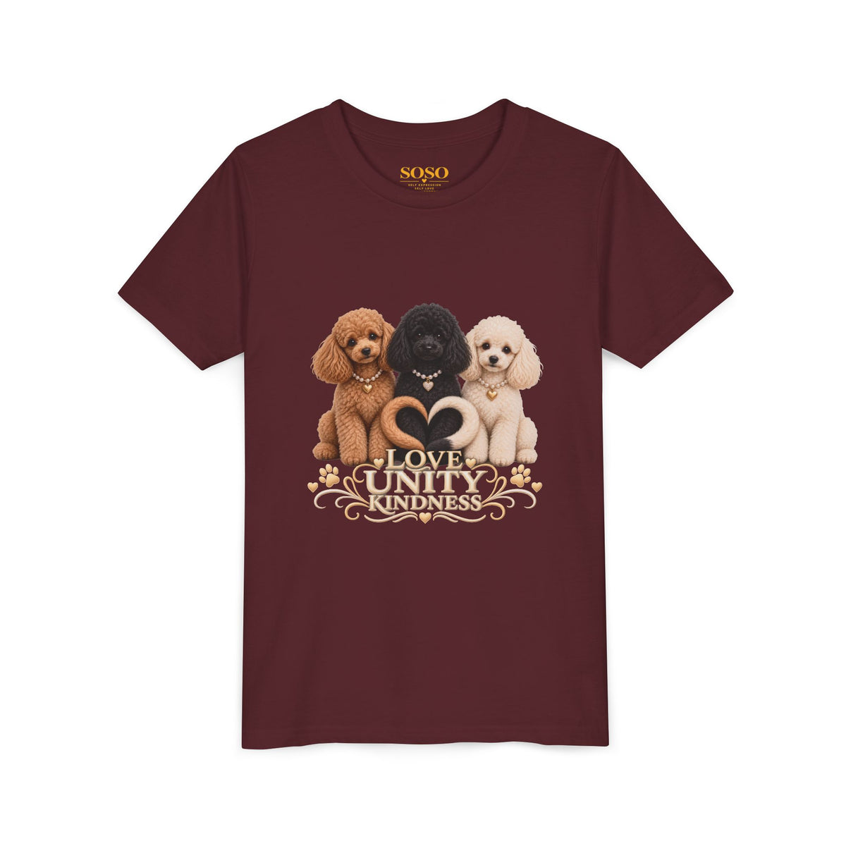 SOSO “Love, Unity & Kindness” Poodle Youth Self-Expression Tee