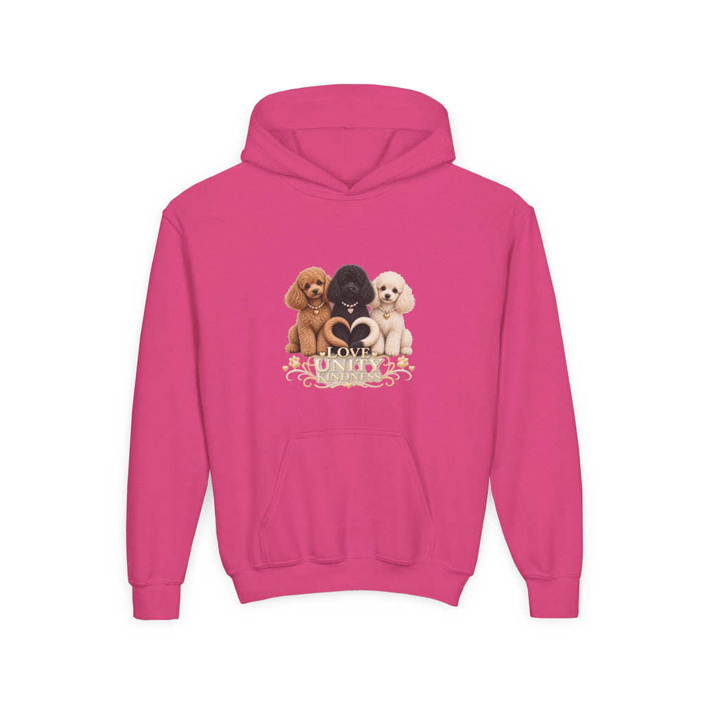 SOSO “Love, Unity & Kindness” Poodle Youth Self-Expression Pullover Hoodie