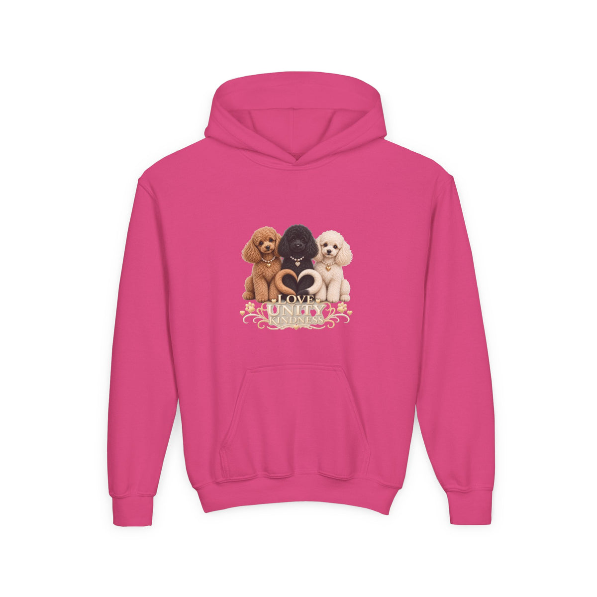 SOSO “Love, Unity & Kindness” Poodle Youth Self-Expression Pullover Hoodie