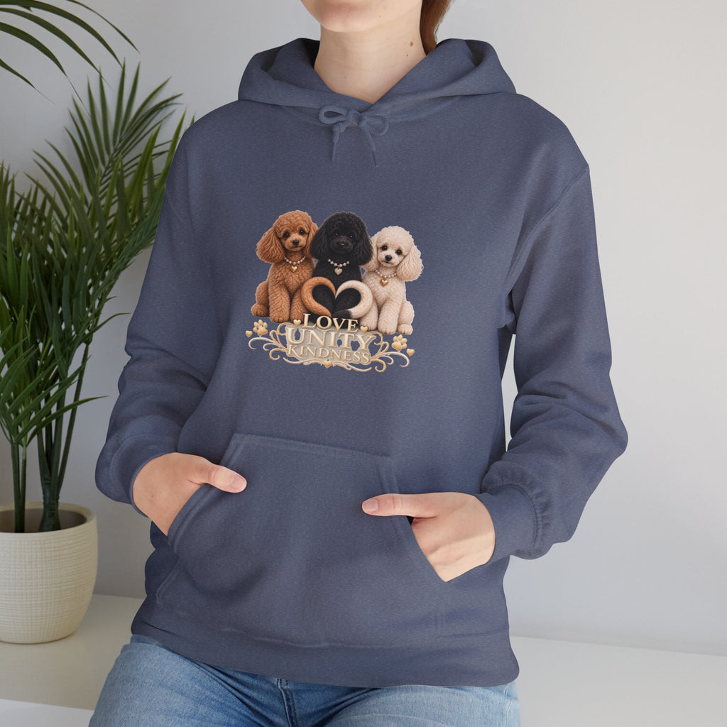 SOSO “Love, Unity & Kindness” Poodle Self-Expression Unisex Pullover Hoodie