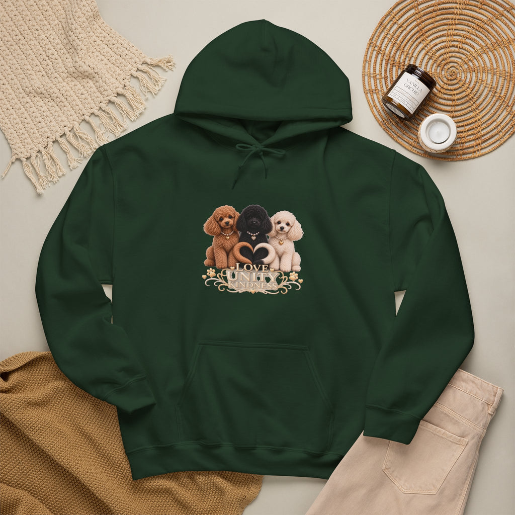SOSO “Love, Unity & Kindness” Poodle Self-Expression Unisex Pullover Hoodie