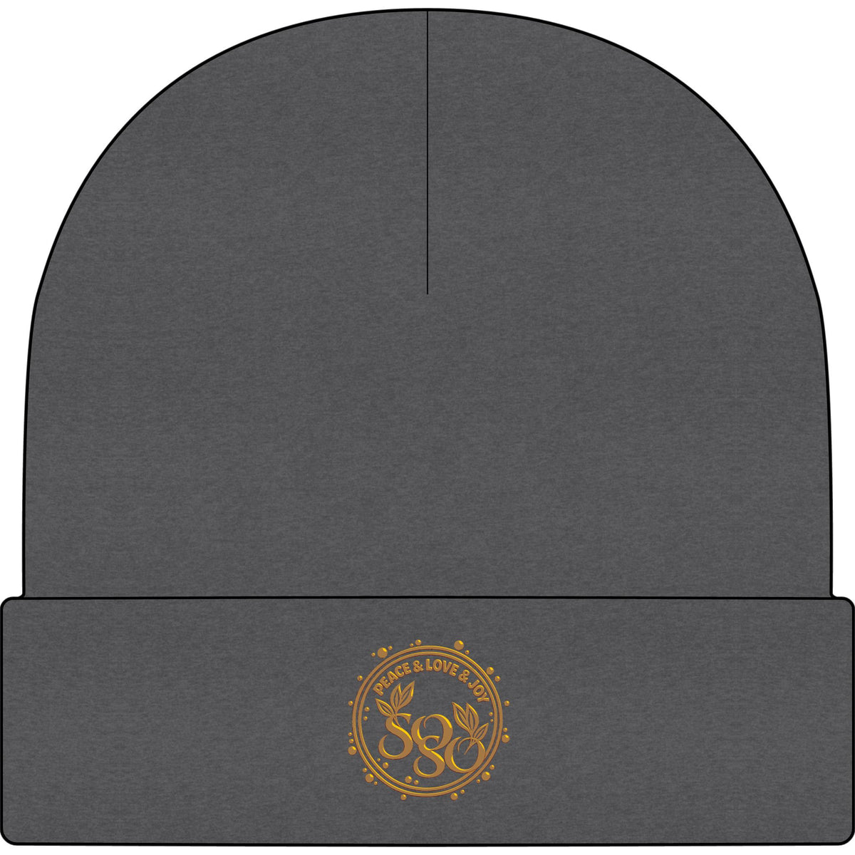 SOSO Signature Embroidered Cuff Beanie — Gold Collection