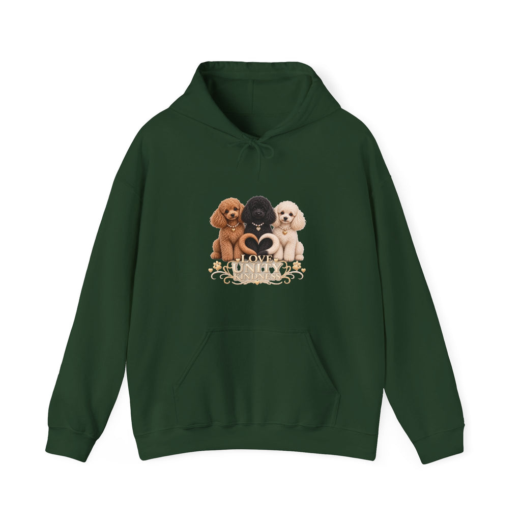 SOSO “Love, Unity & Kindness” Poodle Self-Expression Unisex Pullover Hoodie