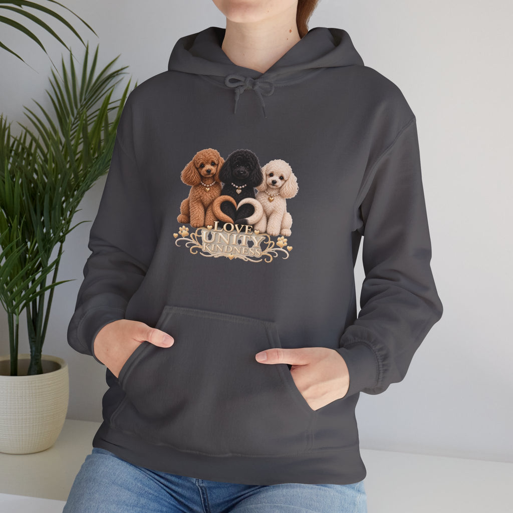 SOSO “Love, Unity & Kindness” Poodle Self-Expression Unisex Pullover Hoodie
