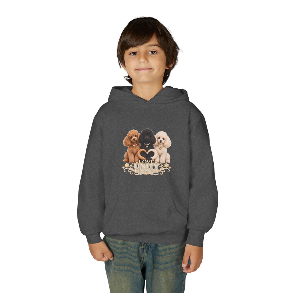 SOSO “Love, Unity & Kindness” Poodle Youth Self-Expression Pullover Hoodie