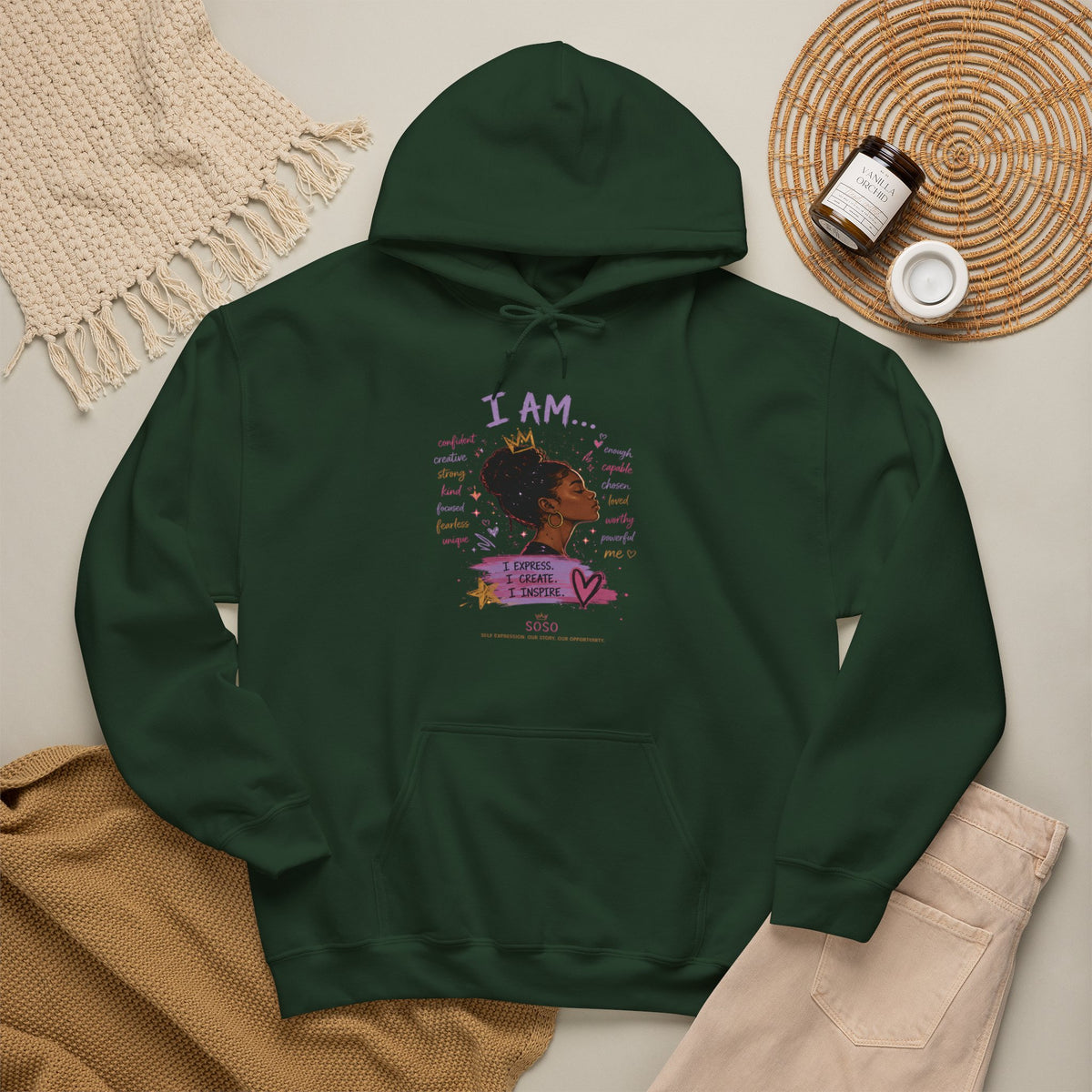 SOSO “I Am” Self-Expression Pullover Hoodie