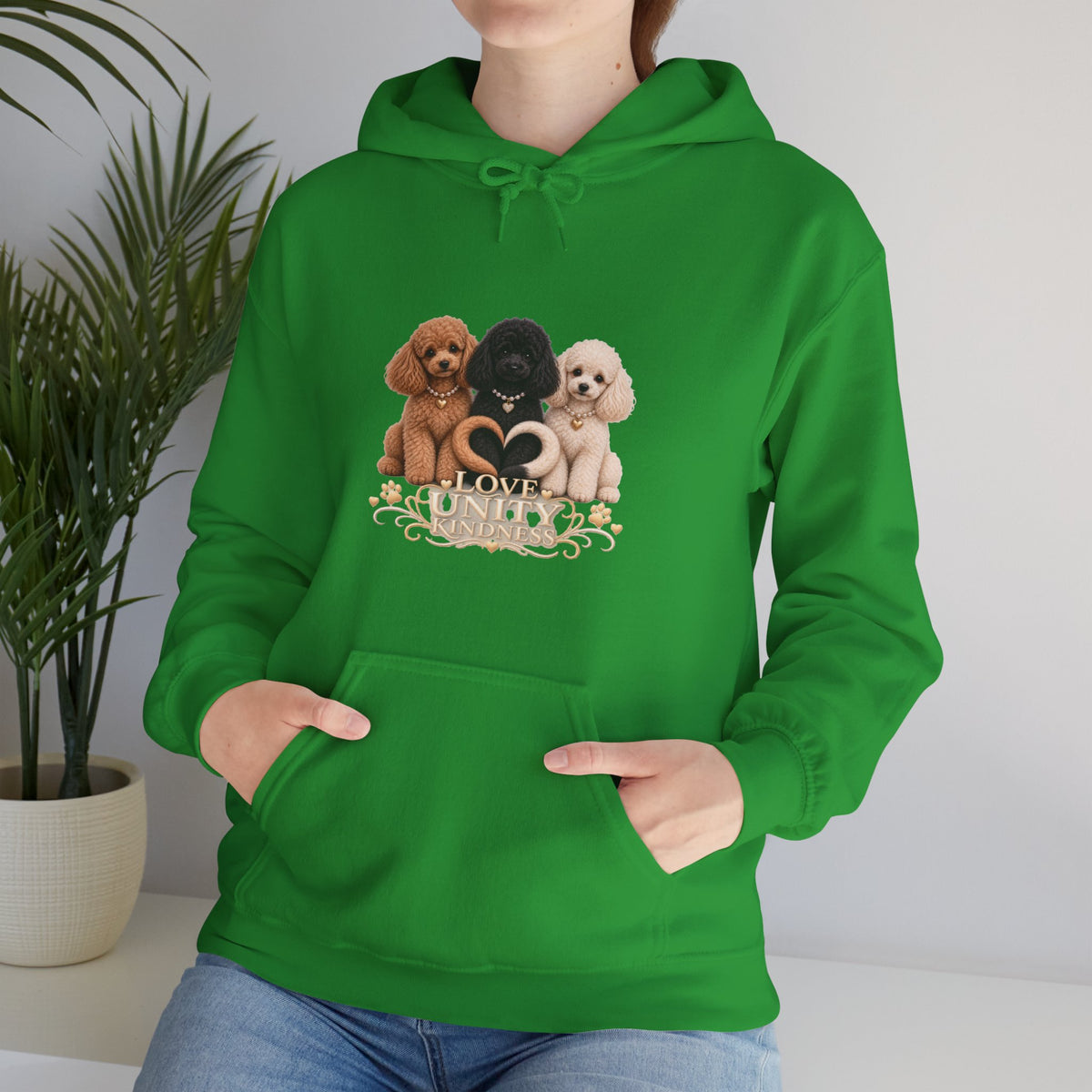 SOSO “Love, Unity & Kindness” Poodle Self-Expression Unisex Pullover Hoodie