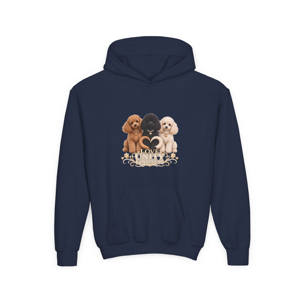 SOSO “Love, Unity & Kindness” Poodle Youth Self-Expression Pullover Hoodie