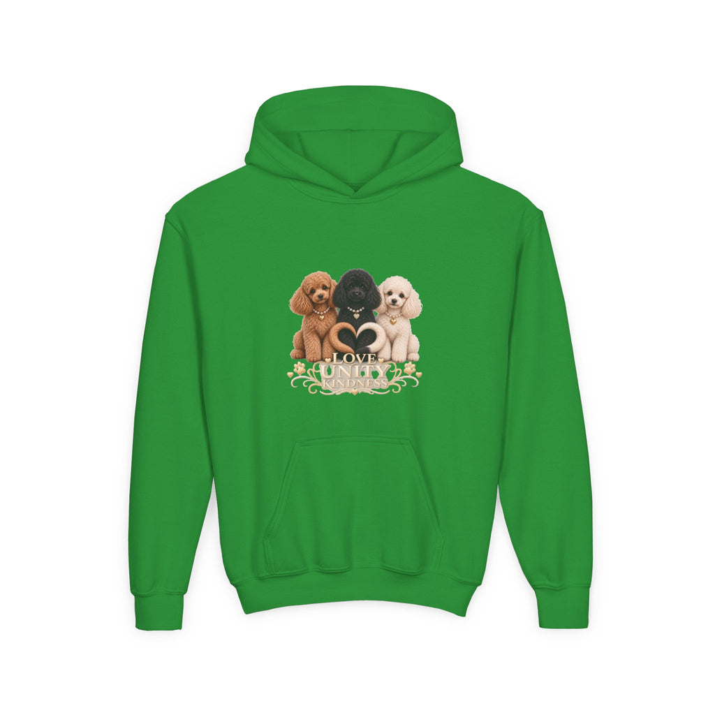 SOSO “Love, Unity & Kindness” Poodle Youth Self-Expression Pullover Hoodie