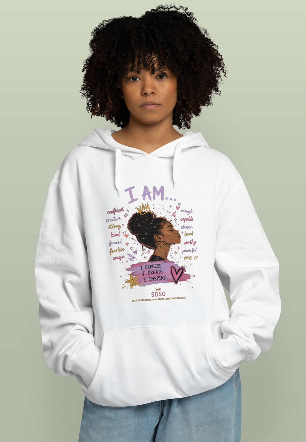 SOSO “I Am” Self-Expression Pullover Hoodie