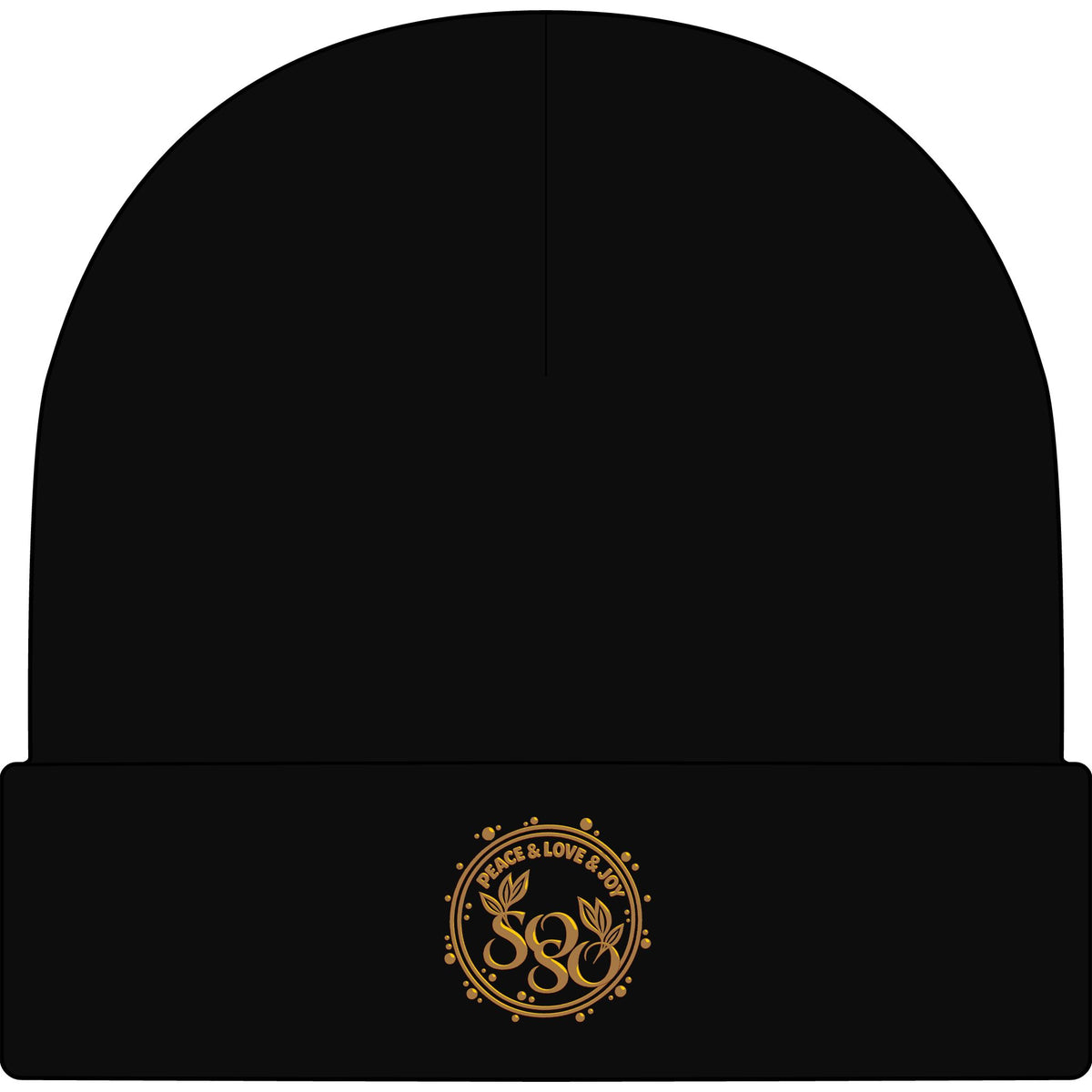 SOSO Signature Embroidered Cuff Beanie — Gold Collection