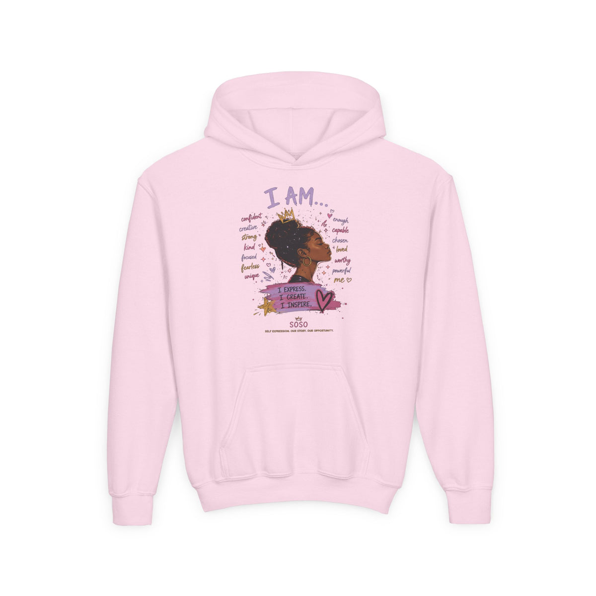 SOSO “I Am” Youth Self-Expression Pullover Hoodie