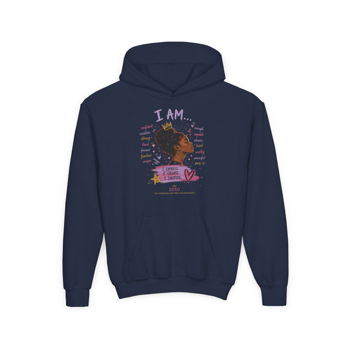 SOSO “I Am” Youth Self-Expression Pullover Hoodie