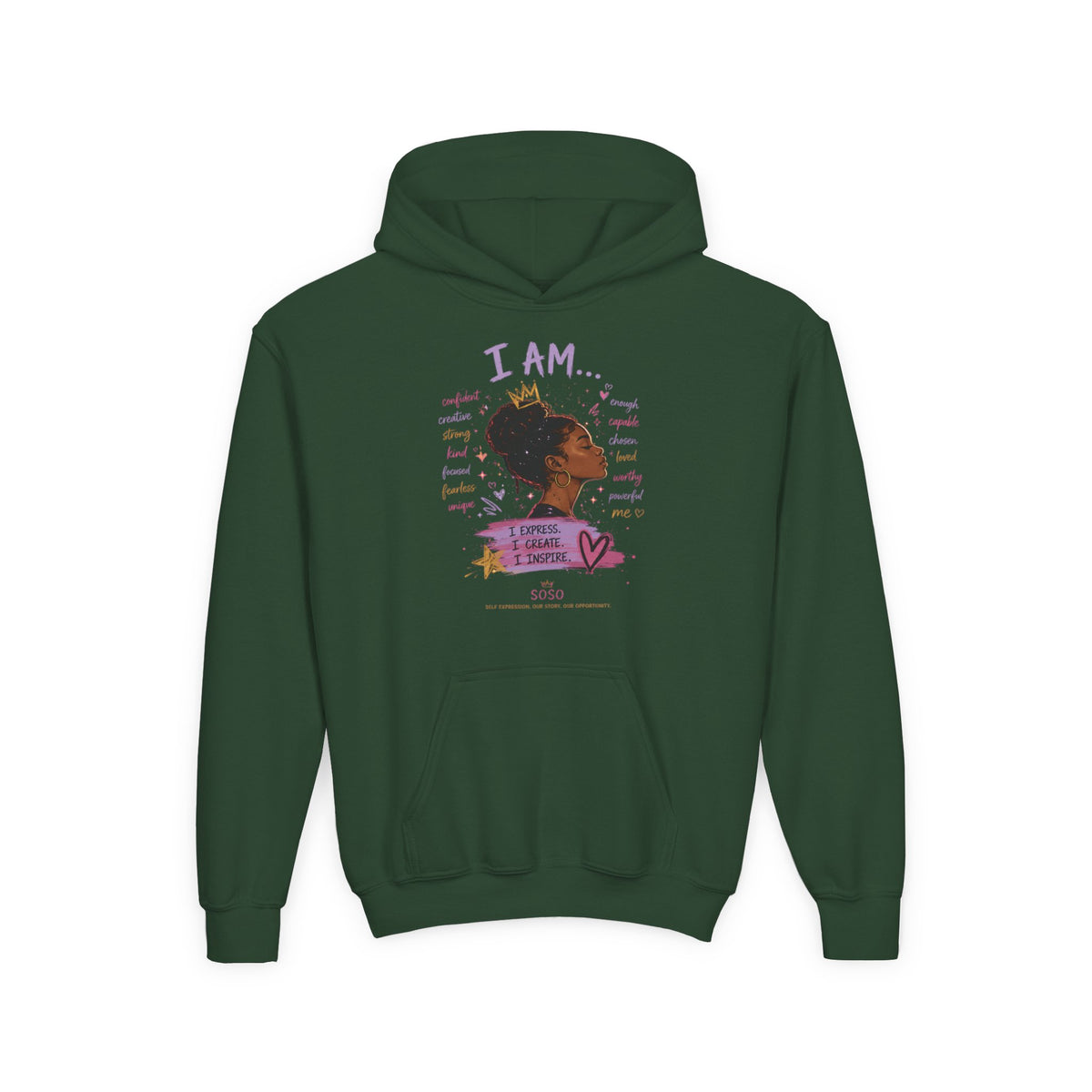 SOSO “I Am” Youth Self-Expression Pullover Hoodie