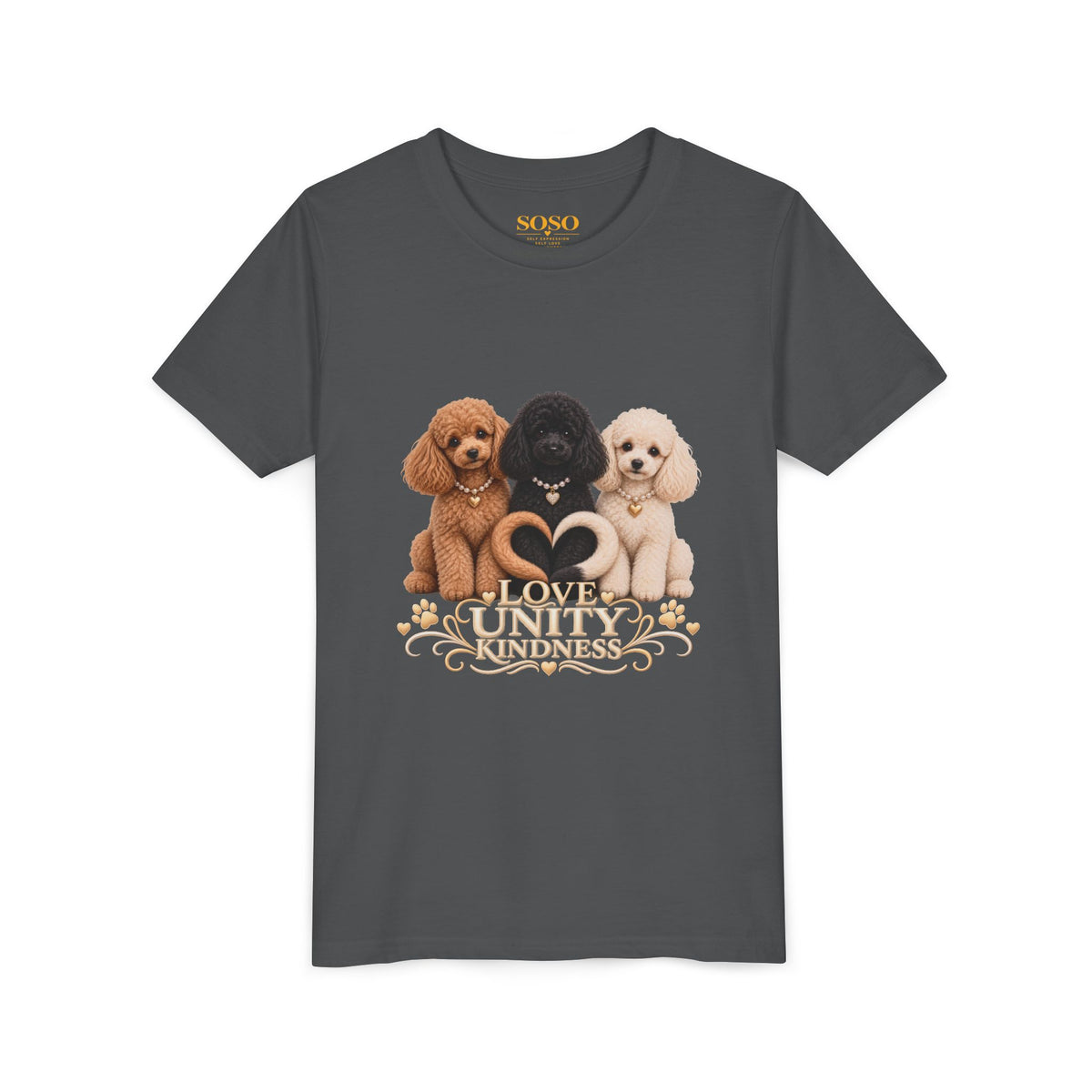 SOSO “Love, Unity & Kindness” Poodle Youth Self-Expression Tee