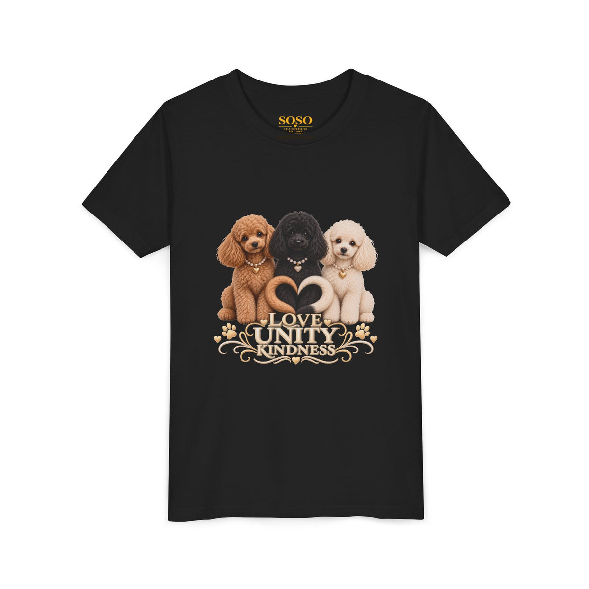 SOSO “Love, Unity & Kindness” Poodle Youth Self-Expression Tee