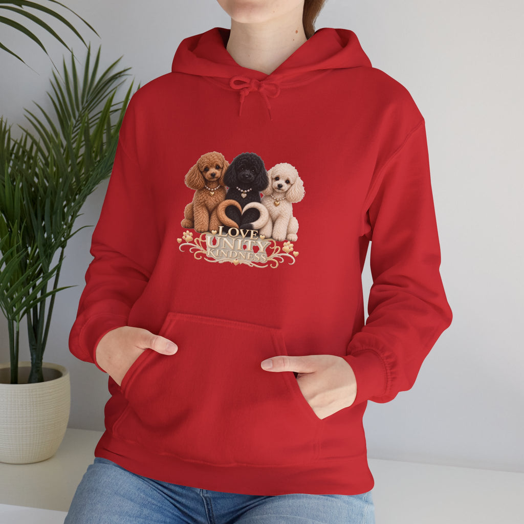 SOSO “Love, Unity & Kindness” Poodle Self-Expression Unisex Pullover Hoodie