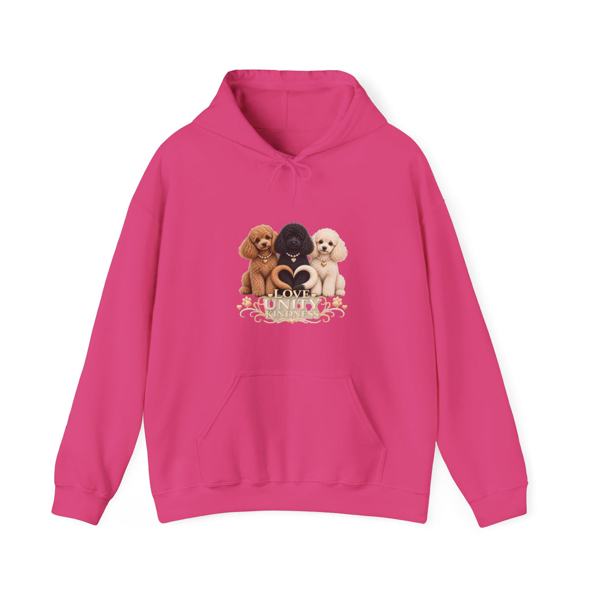 SOSO “Love, Unity & Kindness” Poodle Self-Expression Unisex Pullover Hoodie