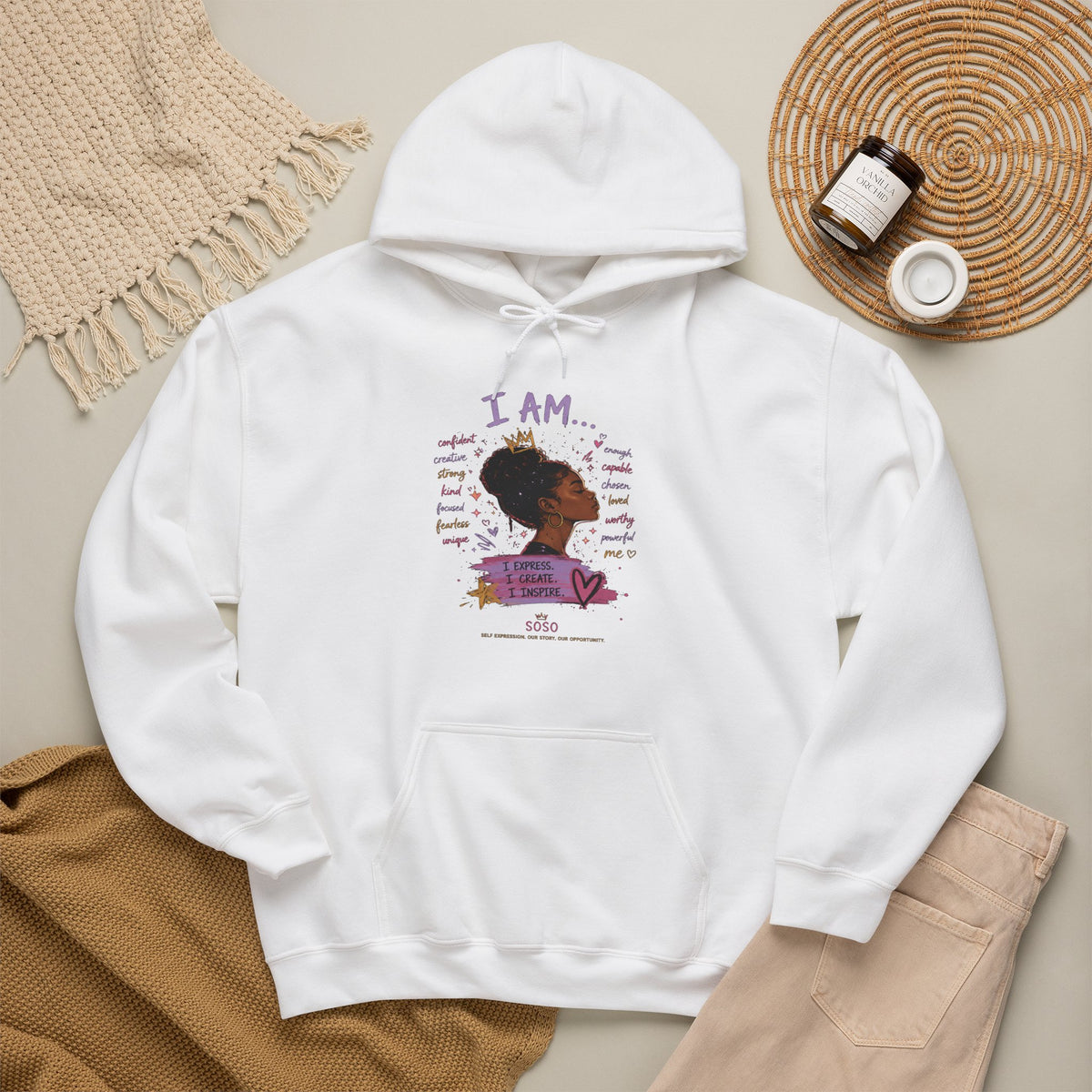 SOSO “I Am” Self-Expression Pullover Hoodie