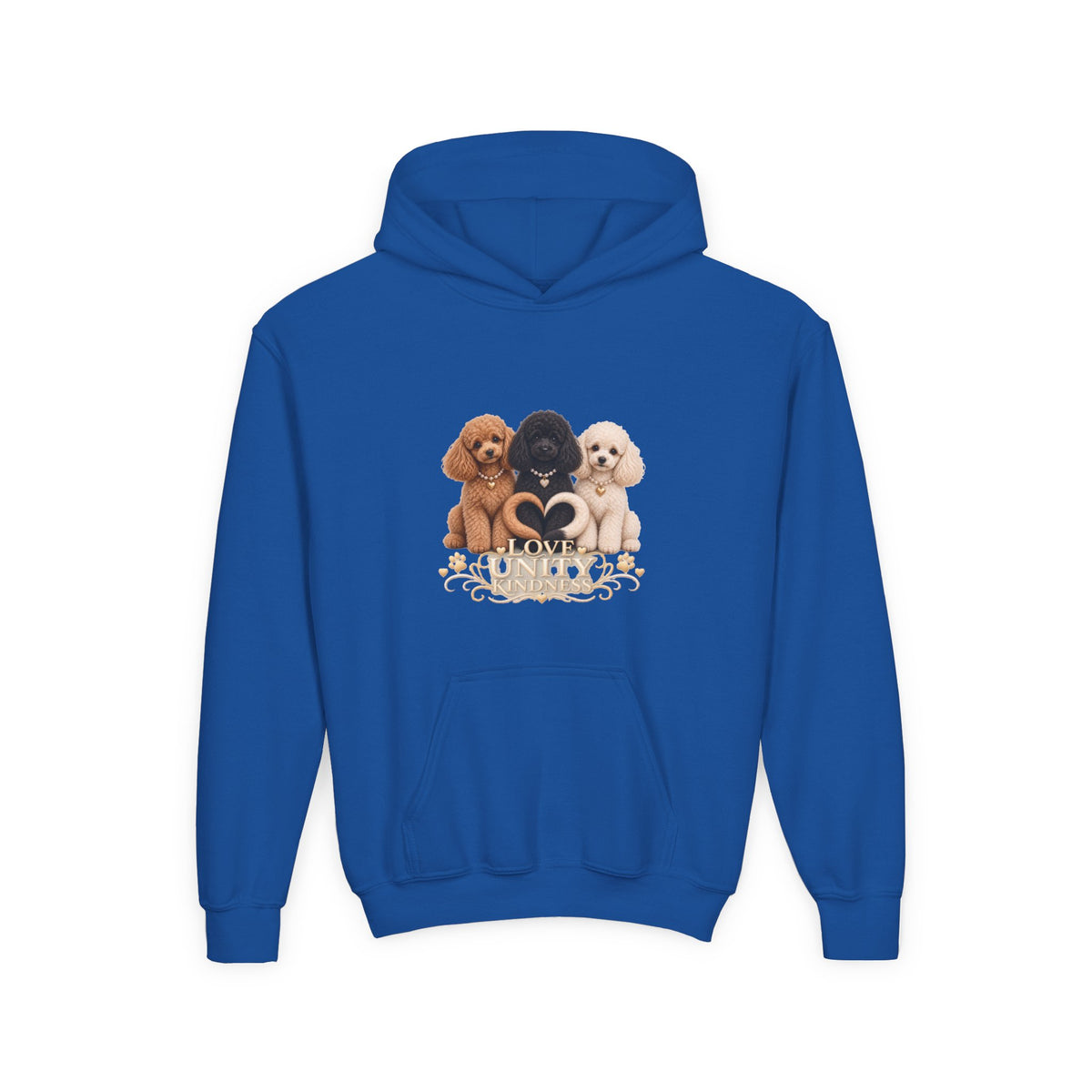 SOSO “Love, Unity & Kindness” Poodle Youth Self-Expression Pullover Hoodie