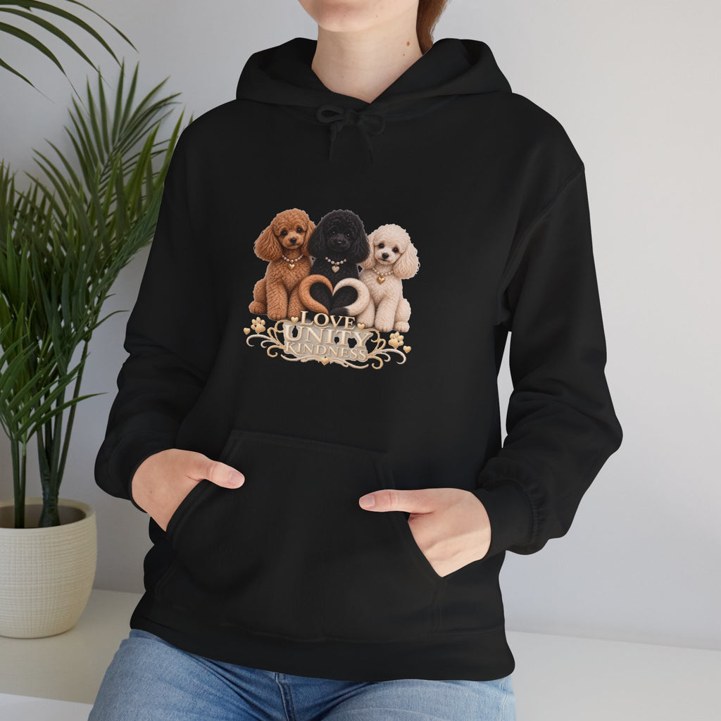 SOSO “Love, Unity & Kindness” Poodle Self-Expression Unisex Pullover Hoodie