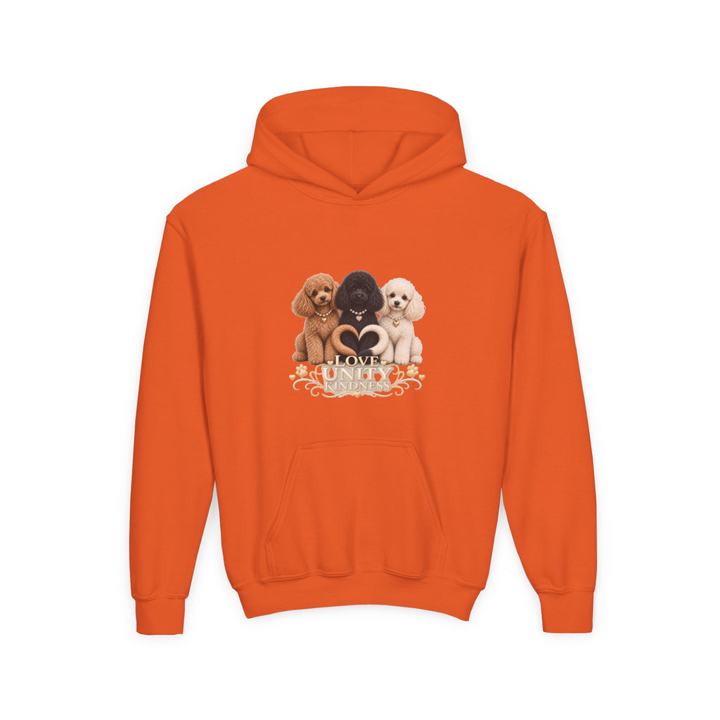 SOSO “Love, Unity & Kindness” Poodle Youth Self-Expression Pullover Hoodie