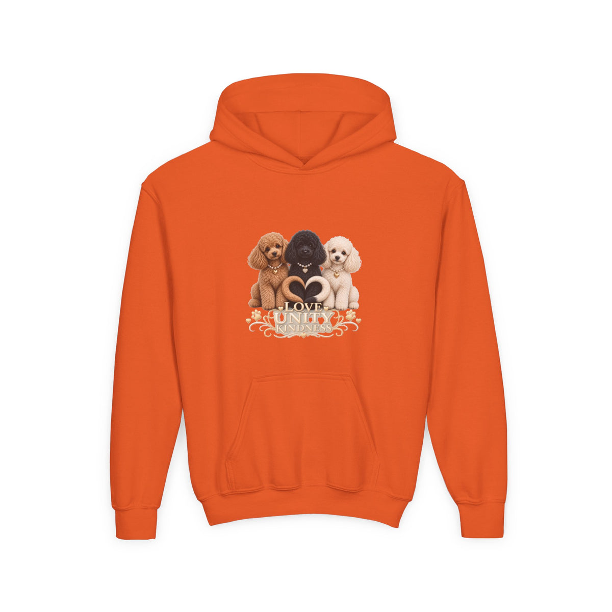 SOSO “Love, Unity & Kindness” Poodle Youth Self-Expression Pullover Hoodie