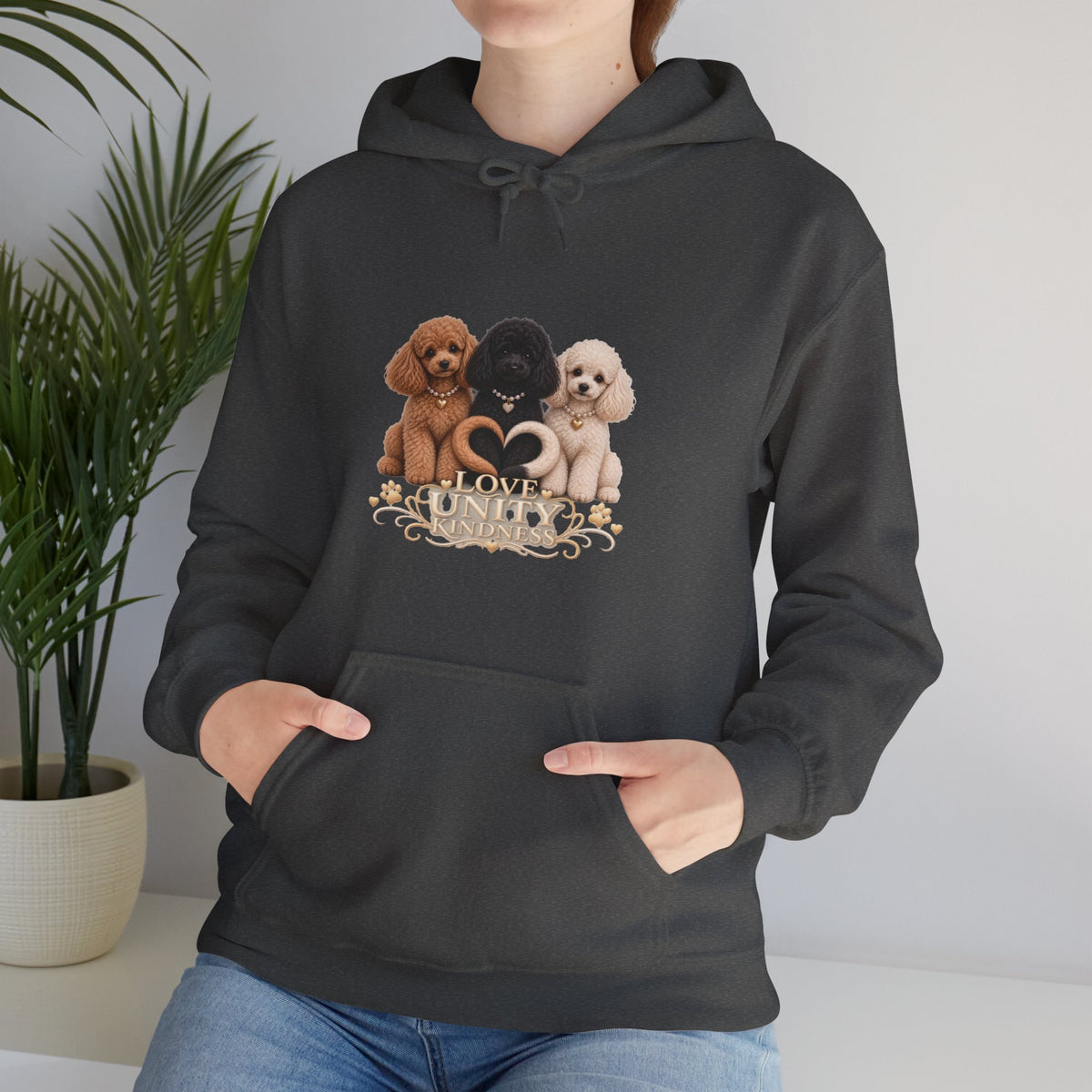 SOSO “Love, Unity & Kindness” Poodle Self-Expression Unisex Pullover Hoodie