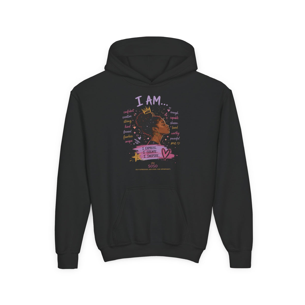 SOSO “I Am” Youth Self-Expression Pullover Hoodie