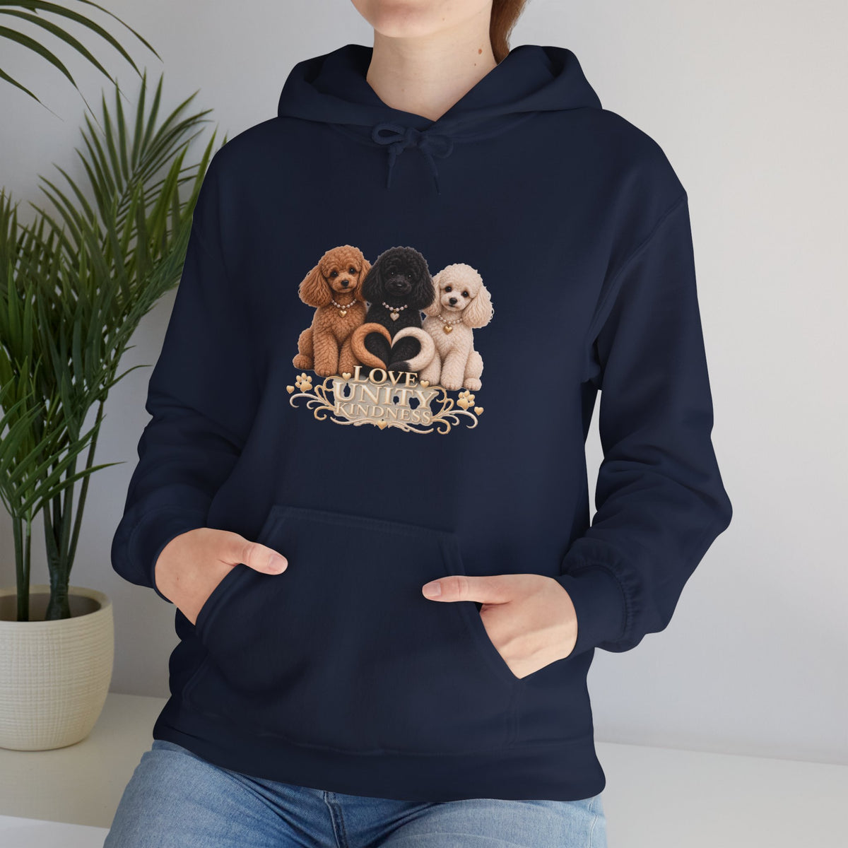SOSO “Love, Unity & Kindness” Poodle Self-Expression Unisex Pullover Hoodie