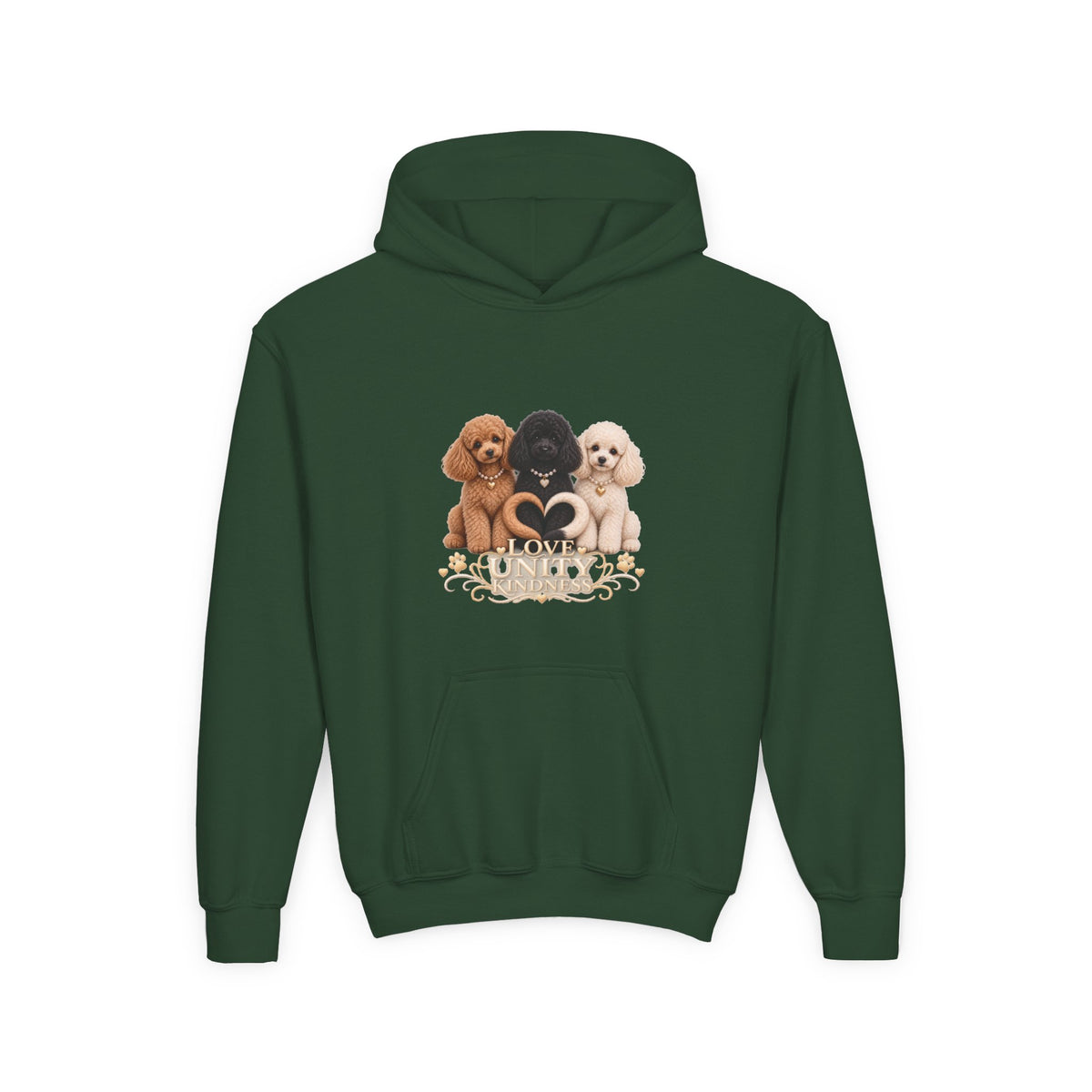 SOSO “Love, Unity & Kindness” Poodle Youth Self-Expression Pullover Hoodie